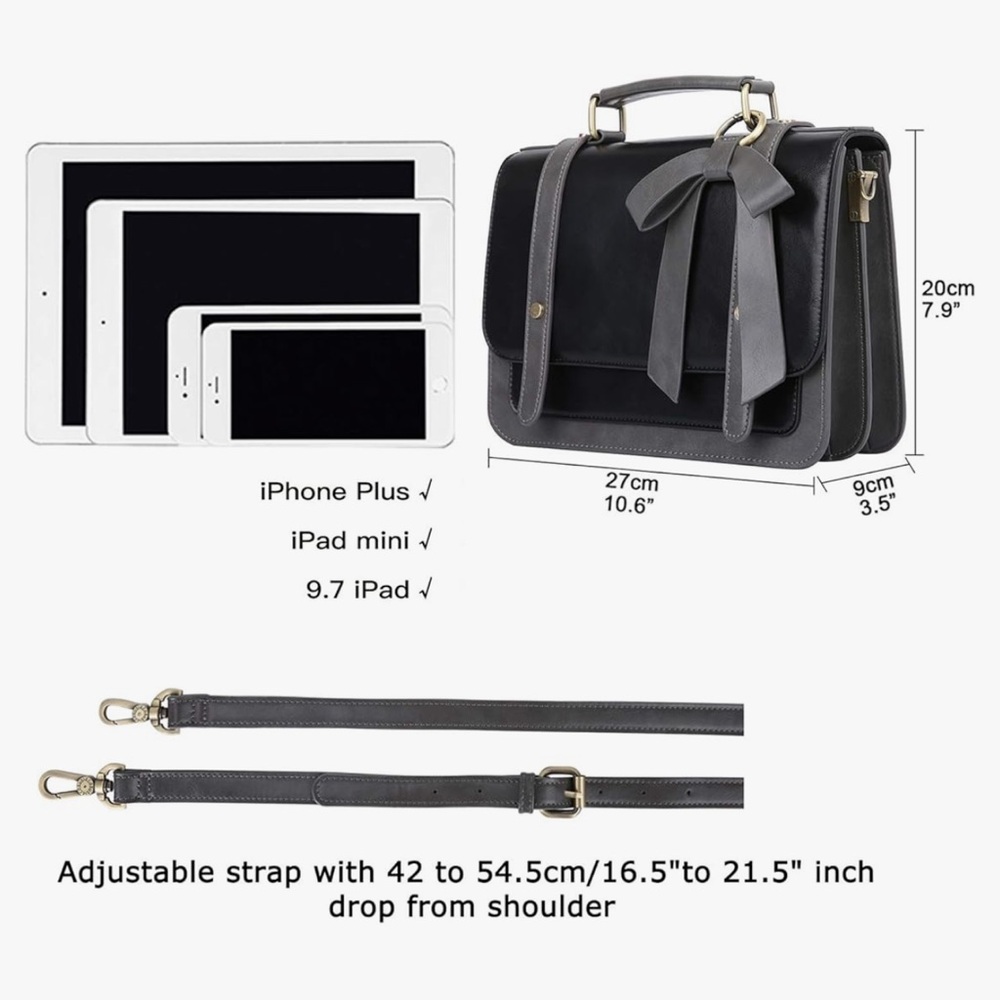 ECOSUSI Small Crossbody Vegan Leather w/Detachable Bow (NEW w/o tags)